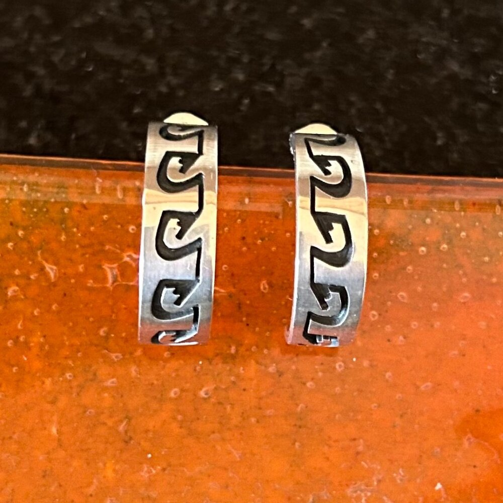 Native American Hopi Sterling Silver Hoop Earrings